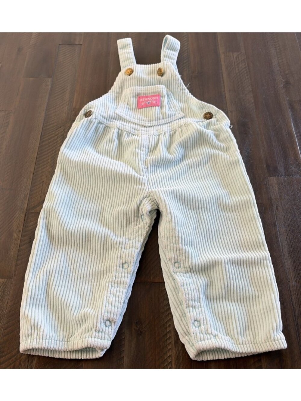 GIRLS VINTAGE OSHKOSH B'GOSH OVERALLS Teal CORDUROY VESTBAK  18 Months